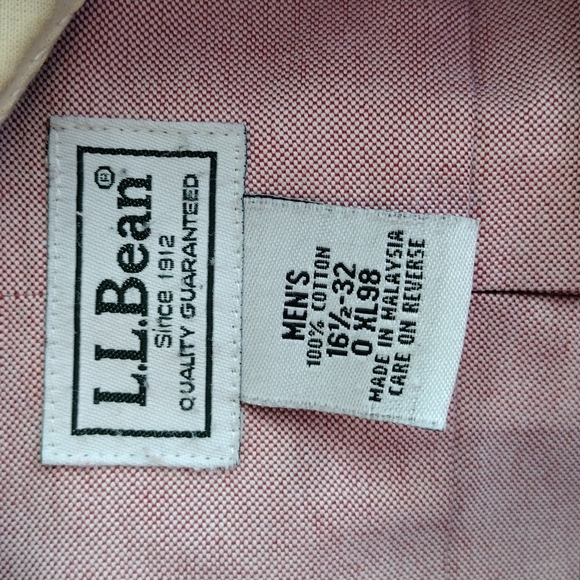 Men's L.L.Bean 16½-32 maroon Oxford - Picture 3 of 5
